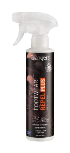 Image of Grangers Footwear Repel Plus | 275ml | Powerful spray-on proofer for all Outdoor Footwear | Bluesign approved |PFC-free | 100% recycled | Hiking | Walking