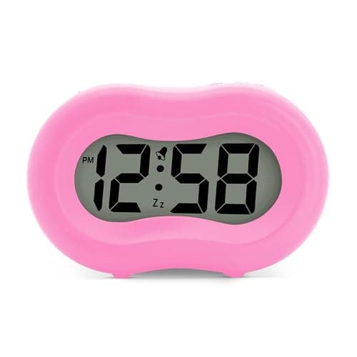 Image of Acctim Vierra Digital Alarm Clock Smartlite® Superbrite® Crescendo Alarm Silicone Case Hot Pink 15110