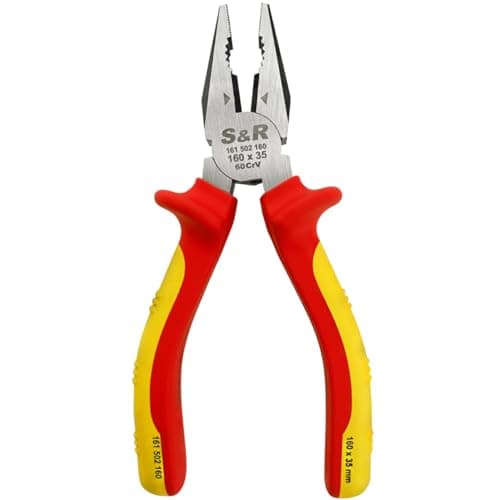 Image of S&R Combination Pliers 160mm Insulated 1000V Universal, Jaws 35 mm, VDE Tested Series Engineers Pliers 1000V