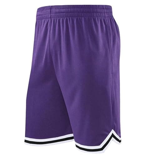 Image of Generic Long Basketball Shorts for Men with Zipper Pocket, 11 inches, Mesh, for Sports, Playing, Basketball Court, Star, Fitness, Athletic Shorts, Gym, purple, 5XL