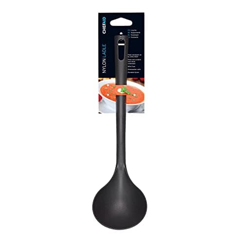 Image of Chef Aid Black Nylon Ladle, BPA Free Kitchen Utensil for use with Non-Stick Cookware in Black Colour,10E02400
