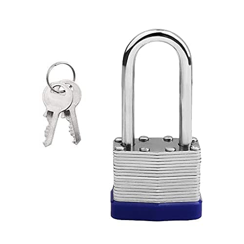 Image of Steel Padlock with Key, Long Shackle Heavy Duty Padlock - Waterproof, Ideal for Garden Shed, Garage, Fence, Storage Units, Indoor/Outdoor Use