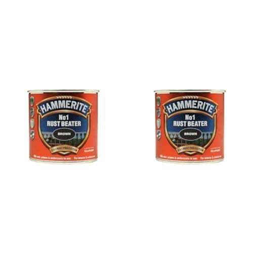 Image of Hammerite No 1 Rust Beater, Rust Remover for Metal. Rust Converter Metal Paint, with Metal Filler Primer and Undercoat, Brown Metal Paint for Interior and Exterior - 250ml (Pack of 2)