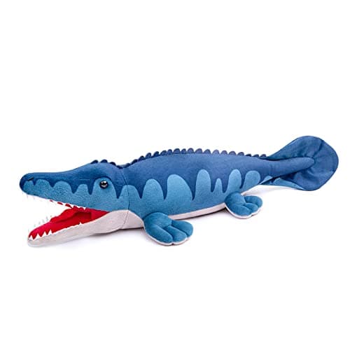 Image of Tiny Heart Mosasaurus Dinosaur Plush Toy - Realistic Stuffed Toy, Cute and Soft Gift for Children, Boys and Girls - Blue, 18 Inches