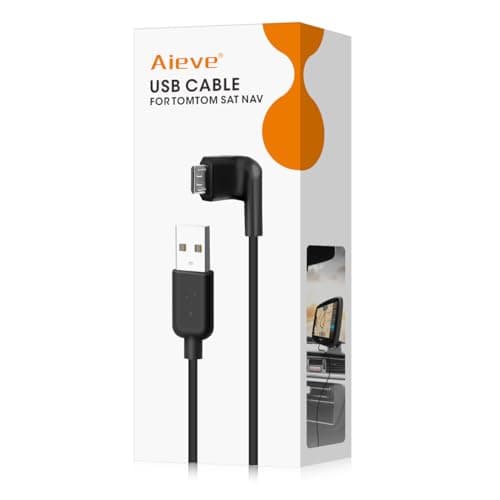 Image of Aieve Charger for TomTom Sat Nav, USB Charger Cable Charging Car Lead Accessories for TomTom Start 42/52/62, Go 520/620, GO Live, Rider, Start, Via 52, 62, 110, 120 and more (1.5m)