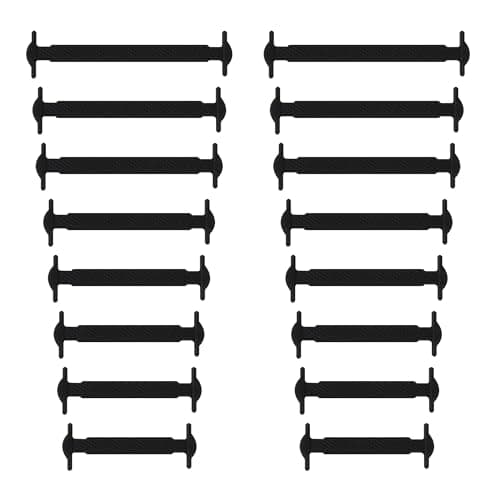 Image of Yusimu No Tie Elastic Trainers Shoelaces for Adult and Kids,Tieless Flat Laces for Converse,Air Force,and Boots,Waterproof,Stretchy Silicone Shoes Laces - Black
