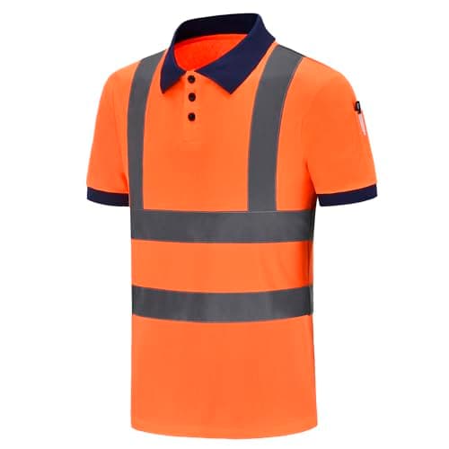 Image of AYKRM Orange Hi Vis Viz Visibility Safety Work Polo Shirt hi vis Polo Shirt (XS-8XL)