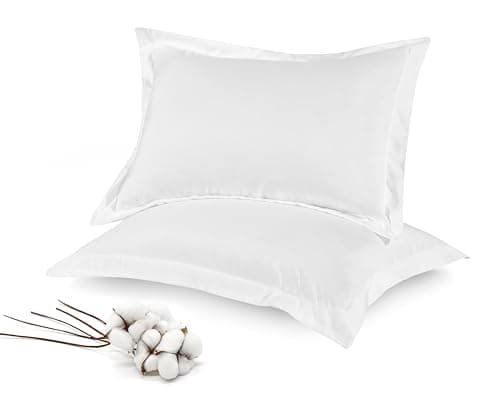 Image of Siesta Zen Pure Egyptian Cotton Standard Oxford Pillow Cases 50x75cm Ultra Soft 800 Luxurious 100% Long Staple Cotton Sateen Weave 2 PC Oxford Pillowcase Cover With 5cm Hem (Oxford Style) (2, White)