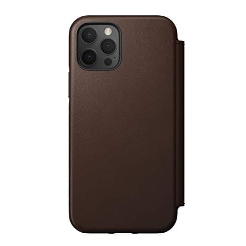 Image of NOMAD Rugged Folio Wallet Phone Case for iPhone 12 Pro - MagSafe Compatible, 10ft. Drop Protection, Horween Leather - Rustic Brown