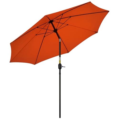 Image of Outsunny 2.6M Patio Parasol Sun Umbrella, Tilt Shade Shelter Canopy with Crank 8 Ribs Aluminium Frame, Orange