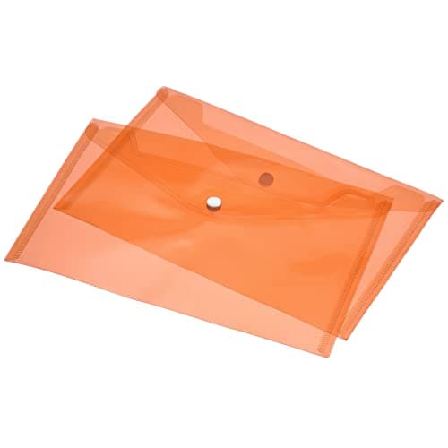 Image of sourcing map Plastic Envelopes, Clear File Folders A4 Size Document Organizer with Snap Closure for Home Office Supplies, Orange Pack of 12