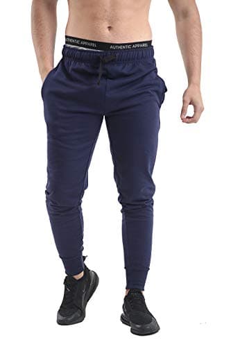Image of NY Deluxe Edition Men's Slim Fits Jogging Bottom Skinny Joggers Sweat Pants Fleece Ribbed Cuffed Ankle Waist Band Casual Gym Workout Combat Track Jog Trousers Sweat Pants Size S-XXL (Navy, XL)