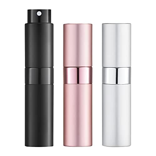 Image of Lisapack Refillable Cosmetic Spray Bottles, 3 Pack, 8ml, Silver, No-Drip, Accessory-Included
