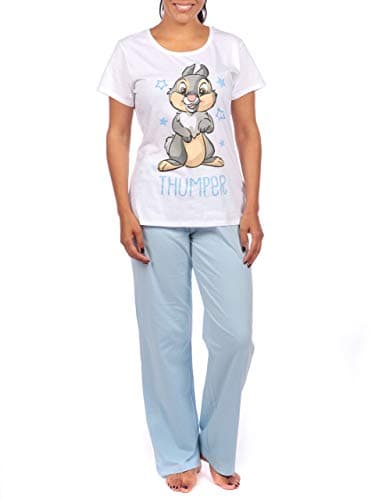 Image of Disney Womens Thumper Pyjamas Bambi Pyjama for Ladies Blue Size Large