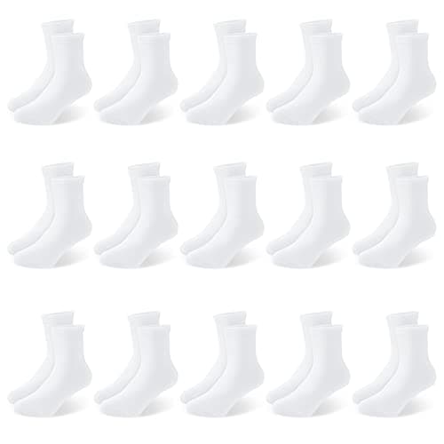 Image of Auranso 15 Pairs Girls White Socks Cotton Kids School Socks Stretchy Boys Ankle Sports Sock for Children 4-13 Years