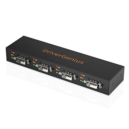 Image of DriverGenius SerialQuadX Series USB to 4-Port RS232/Serial Converter – 4 Male DB9 Ports for Industrial Automation & Monitoring, Metal Casing, Compatible with macOS 15 & Windows 12 (4XRS232)