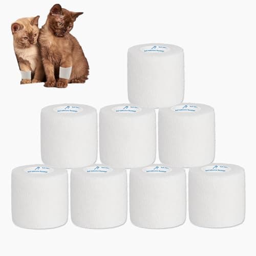 Image of ANAMPION 8 Rolls Self-Adhesive Football Sock Tape 5cm x 4.5m Self Adherent Cohesive Bandages Wrap First Aid Athletic Sports Tape for Wrist Ankle Pet & Vet Wrap for Dogs, Horse (White)
