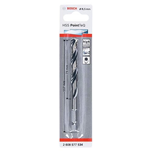 Image of Bosch Professional PointTeQ Hex Drill Bit (for Metal, Ø: 8.5 mm, Total Length: 117 mm, ¼’’ Hex Shank, Accessory for Impact Drivers and Drill Drivers)