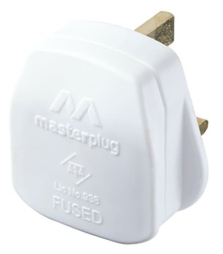 Image of Masterplug Plug with 13 Amp Fuse, 50 x 48 x 43 mm, White