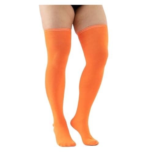 Image of YShiuoL Knee High Socks Thigh High Socks Women Plus Size Stockings Oversized Knee High Sock Big Long Socks(Orange)