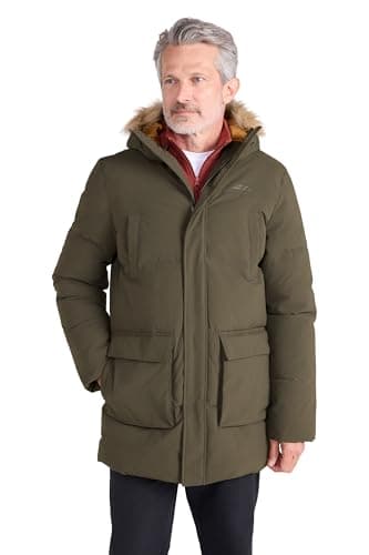 Image of Mountain Warehouse Fern Mens Water Resistant Padded Parka - Thermal Tested -50 ° Puffer Coat with Elastic Cuff & Hood - Spring Summer Camping & Outdoors Khaki L