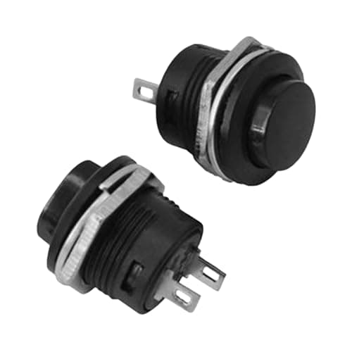 Image of 2pc Black Momentary Push Button Switches – 12v 5A for Screen Wash/Horn for Kit & Classic Cars