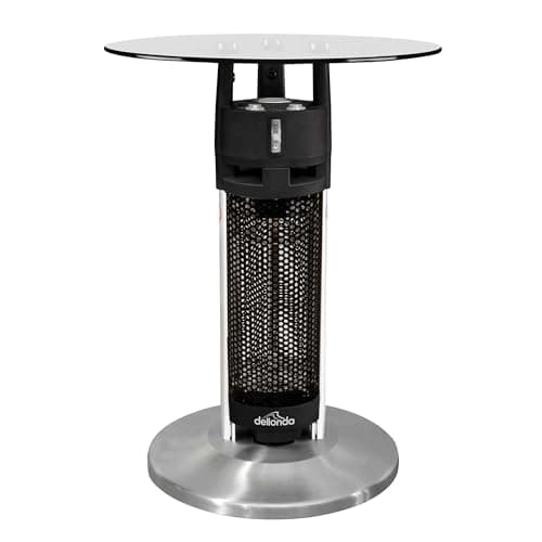 Image of Dellonda Bistro Bar Table with 1200W Patio Heater, 65cm, Black/Stainless Steel - DG62