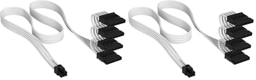 Image of Corsair Elite Premium Type 5 Individually Sleeved SATA (4 Connectors) PSU Power Cable – Triple-Mesh Paracord Sleeve, Compatible Type 5 PSUs – White (Pack of 2)