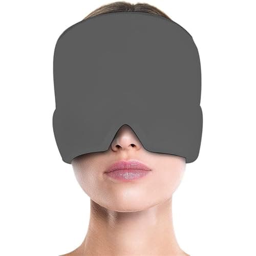 Image of Migraine Relief Cap Flexible Headache Relief Hat Reusable Cold Hot Therapy Migraine and Headache Relief Cap for Head Tension Sinus Pain Puffy Eyes (Grey)