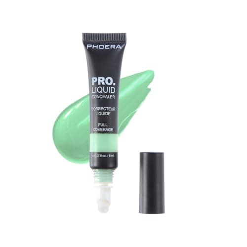 Image of PHOERA Pro Liquid Concealer Corrector – Full Coverage Concealer Wand with Cushion-Tip Applicator for Dark Circles, Blemishes & Redness – Contour & Color Corrector (GREEN CORRECTOR, One Size)