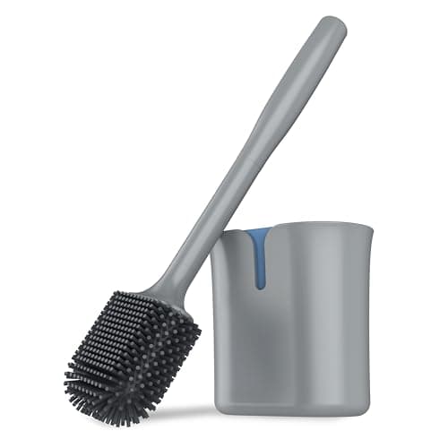 Image of MR.SIGA Toilet Bowl Brush and Holder, Toilet Brush with Durable and Flexible TPR Bristles, Wall Mounted Toilet Brush Cleaner for Bathroom Cleaning, Gray, 1 Pack