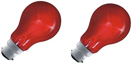 Image of UTIZ Fireglow Light Bulbs 60W BC/B22 Red Glow GLS Incandescent Lamps Pack of 2