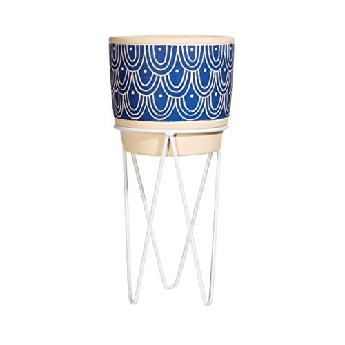 Image of Sass & Belle Blue Wave Planter With Wire Stand