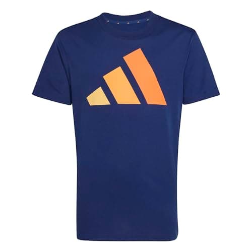 Image of adidas Unisex Kids Essentials Big Logo T-Shirt, Dark Blue/Semi Ice Tangerine/Pure Tangerine/Pure Orange, 11-12 Years