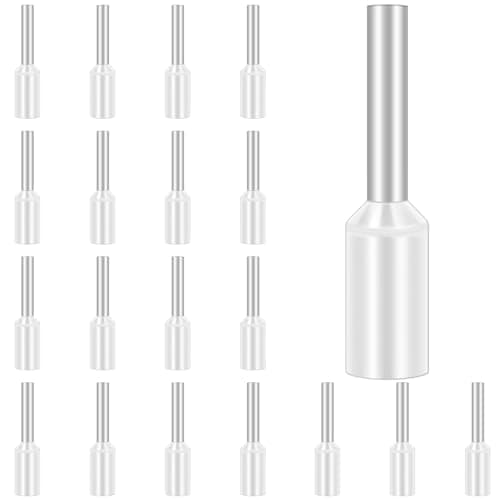 Image of 100Pcs Ferrules 0.5mm², Hanibos Insulated Bootlace Ferrule Wire Terminal Ferrules Crimp Connector White Cord Pin End Terminals Crimp Ferrules Wire Connector E0508