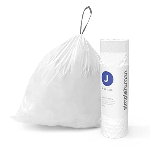 Image of simplehuman CW0411 code J Custom Fit Bin Liner Bulk Roll Pack, White Plastic (8 Roll Pack of 30, Total 240 Liners)