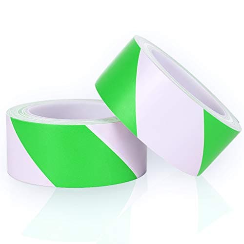 Image of YTBUBOR Hazard Warning Tape Green and White 2 Pack 50mm x 20m PVC Safety Tape Marking Barrier Adhesive Tape