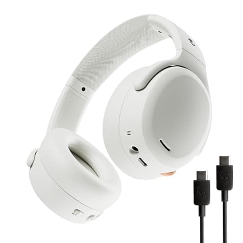 Image of Skullcandy Crusher ANC 2 Wireless Over-Ear Bluetooth Headphones with Extra USB-C Charging Cable, Multi-Sensory Bass, Active Noise Cancelling, 60 Hours Battery, Microphone iPhone Android - Bone