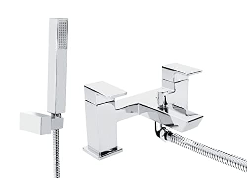 Image of Bristan Cobalt Bath Shower Mixer with Wall-Mounted Single Function Handset, Shower and Bath Taps, Chrome - COB BSM C