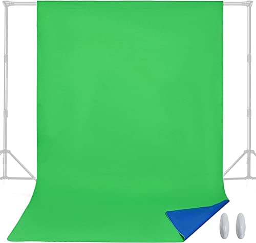 Image of LENCARTA Green Screen Backdrop 1.5m x 2m (4.9ft x 6.6ft) Portable Green Screen Background Large Chromakey Muslin Collapsible Photography Backdrop with Blue Side, Live Streaming, Zoom Meeting, Gaming