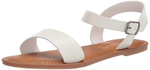 Image of Amazon Essentials Women's Two Strap Buckle Sandal, White, 4.5 UK