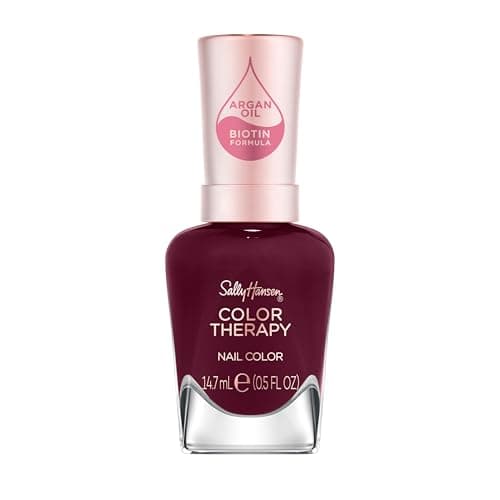 Image of Sally Hansen Colour Therapy Nail Polish, 372 Rise and Wine, Strengthen and Nourish Nails, Infused with Biotin and Argan Oil, 3-in-1 Formula, High-Shine Finish, Salon Quality Results, 14.7ml