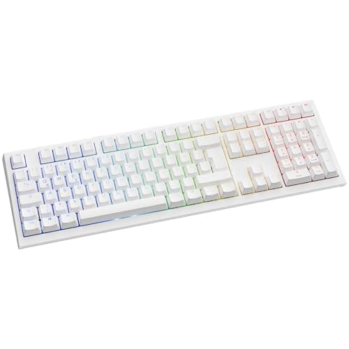 Image of Ducky One X Wireless Gaming Keyboard White - Full Size, Inductive Switches, Tri-Mode Connectivity (USB-C, 2.4GHz, Bluetooth), Rapid Trigger, Adjustable Release, RGB, ISO Keyboard German