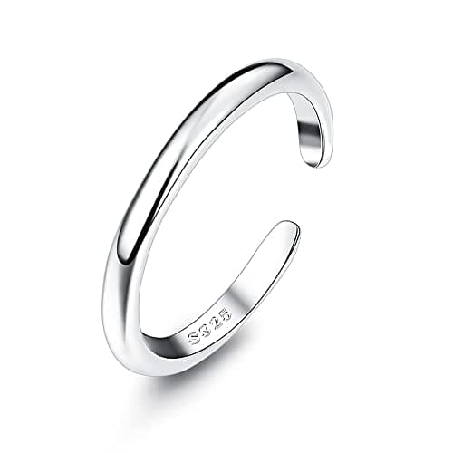 Image of 925 Sterling Silver Toe Rings for Women Hypoallergenic - Adjustable Silver Toe Ring For Women Flower CZ Opal Band Silver Rings Summer Beach Open Toe Rings Foot Jewelry Band