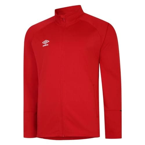 Image of Umbro Mens Total Training Knitted Track Jacket XXL Vermillion/Black Long-Sleeved Ribbed