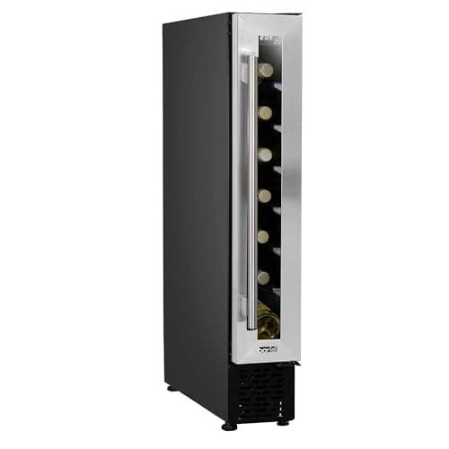 Image of Dellonda Baridi 7 Bottle 15cm Slim Wine Cooler with Digital Touch Screen Controls, Stainless Steel - DH77