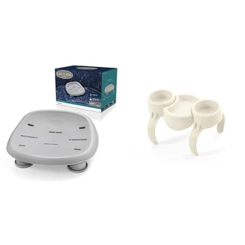 Image of Lay-Z-Spa BW60321 Hot Tub Seat, Universal Adjustable Spa Seat with Weighted Feet, Grey & Lay-Z-Spa 60306 Hot Tub Drinks Holder and Snack Tray, Inflatable Spa Accessory, 20.5 cm*35.0 cm*23.2 cm