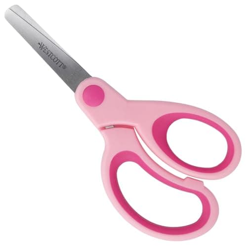 Image of Westcott Softgrip Children's Scissors Pink Right-Handed | Ergonomic Handle for preschoolers | 13 cm (5") Ideal for Children's Hands | Rounded tip | E-21580 00