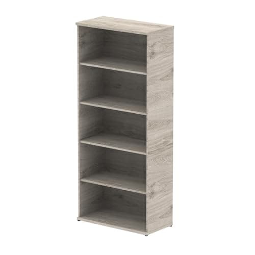 Image of Mr Office Impulse Bookcase 2000mm high – with 5 shelves, Grey oak