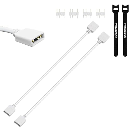 Image of YIMATEECO ARGB Extension Cable 1 to 1 Fan Splitter Cable 5V 3Pin Addressable RGB LED Sync Cables 30cm HUB Extension Connector for Extend PC ARGB Fans Or LED Series (30CM, 1 to 1, 2pcs, White)
